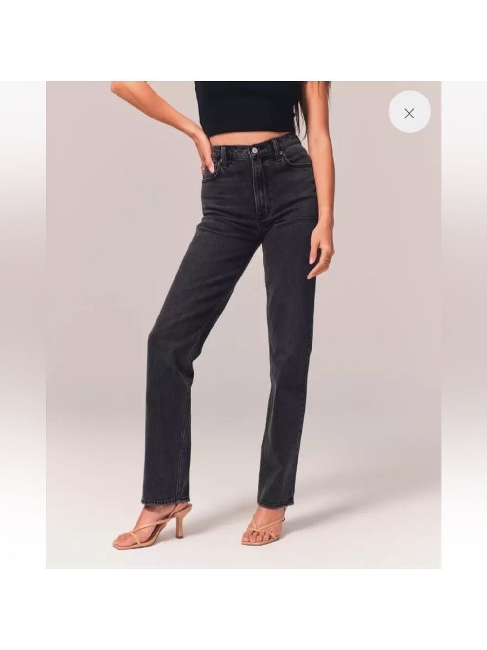 NWT Abercrombie Fitch 90's Straight Ultra High Rise Jeans 31 Long Faded Black